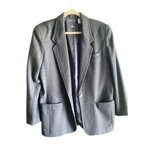 Lizsport Women's blue Long Sleeve One Button Wool Blazer Size 10